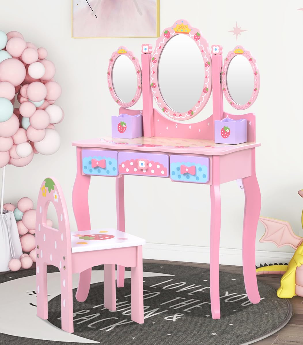 Amazon.co.jp: Kennkari ドレッサー おままごと 姫系 化粧台 ミラー